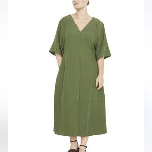 Vince Green Flutter Sleeve V-Neck A-Line Maxi Dress Size 2X